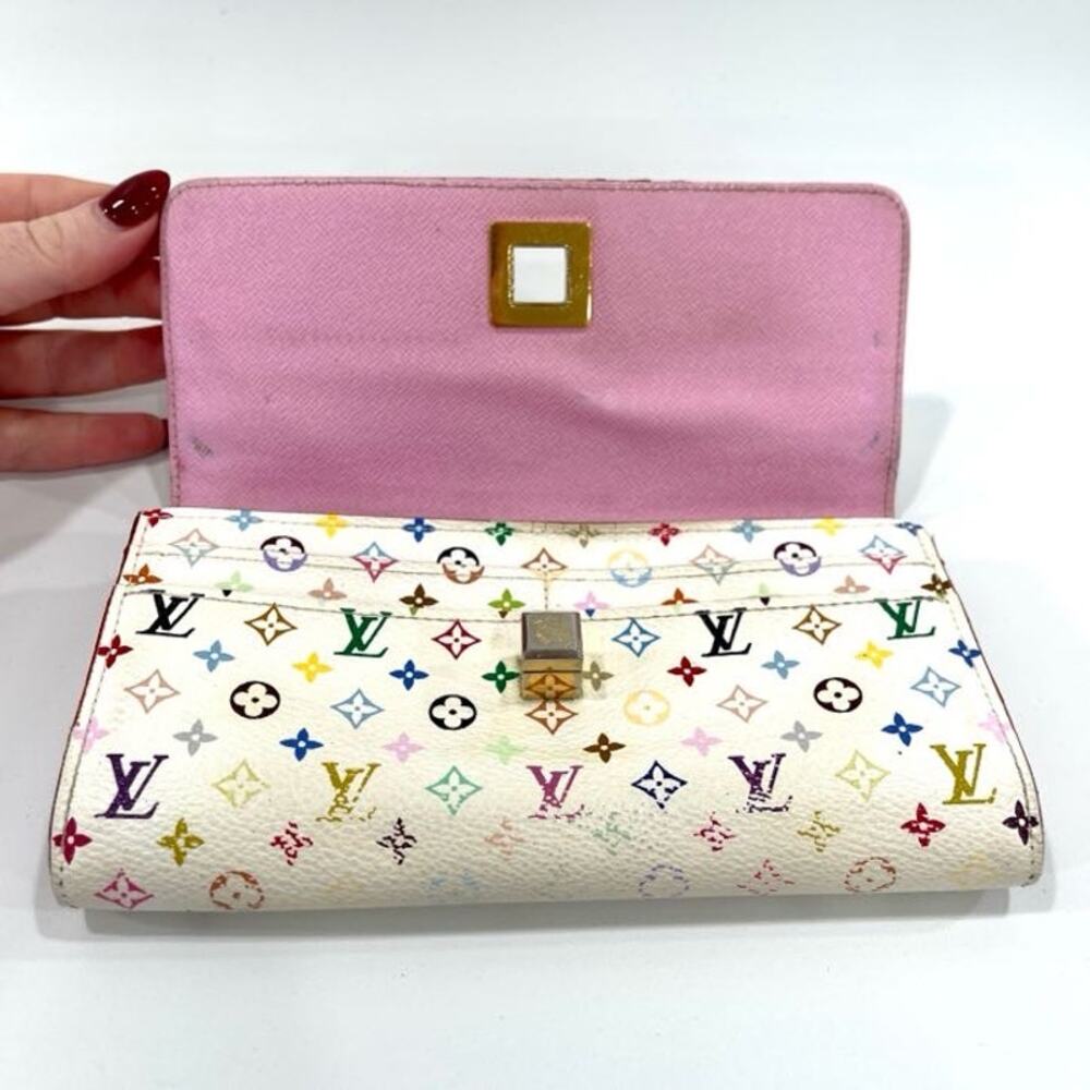 Louis Vuitton RARE Murakami Multicolor Bow Turn Lock Sarah Wallet White Pink Y2K - Picture 8 of 16